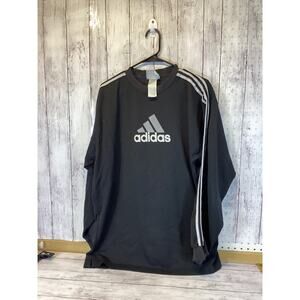 Adidas Men’s Size Large Long Sleeve Shirt Dark Grey White Logo 3-Stripe